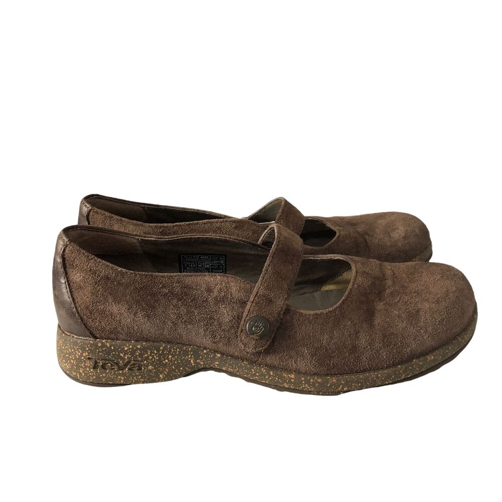 Teva Ventura Mary Jane Shoes Womens 7 Brown Suede Leather Flat Casual Cork